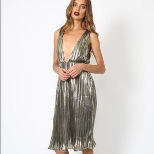 Lioness Metallic Gold Midi Dress